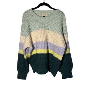 Universal Thread Colorblock Long Sleeve Scoopneck Knit Sweater Size Medium